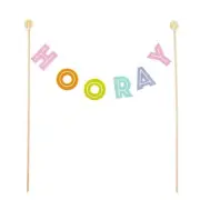 Garland Cake Topper Hooray Kids Size 6.75in x 10in h Pack of 6