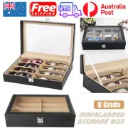 8 Grids Sunglasses Glasses Display Storage Case Box Organizer Holder PU Leather