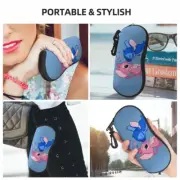 STITCH & ANGEL GLASSES CASE SOFT FOAM NEOPRENE WITH SECURE KEYCHAIN & ZIPPER