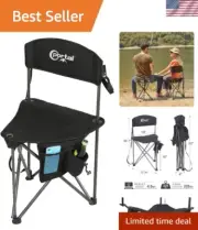 Durable Tripod Camping Chair with Back Support and Portable Strap - Easy Setup