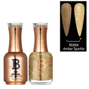 Billionaire Diamond Gel Polish UV LED & Nail Lacquer Duo 004 Amber Sparkle 15ml