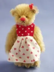 DEB CANHAM'S HOT EDITION " CUDDLE ME" MINIATURE MOHAIR BEAR W/RED NOSE
