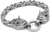 [BOSUGE] Charming Bracelet，Ancient Treasures Viking Wolf Bracelet Nordic Wolf Head Handmade Chain (Size : 23CM) (Size :)