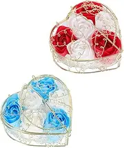 Healeved 2 Sets Soap Box Beloved Soap Rose Rose Flowers Rose Rose Bath Soap Bundles Romantic -Shaped Iron Basket