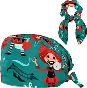 [YTYVAGT] Scrub Caps Women,Scrub Hats Suitable for Women,Cartoon Pirate Ocean Theme