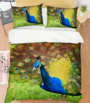 3D Blue Peacock A25 Bed Pillowcases Quilt Duvet Cover Kathy Barefield Zoe