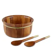 Nambe Braid Gold Round Salad Bowl & Servers