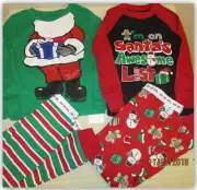 4pc pajama 2 shirts 2 pants Santa Clause I'm on Santa's Awesome list Cotton