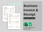 Invoice & Receipt Templates for Microsoft Excel/Google Sheets - Business Invoice