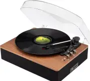 SoundBeast Retro Wooden Turntable Vinyl Record Player, Bluetooth, 3.5mm Aux, USB