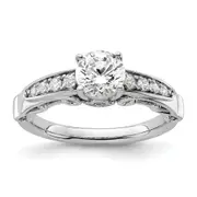 14k White Gold 1/4 Ct. Lab Grown Diamond VS/SI+ G+ 1 Ct. Center Round Channel Set Shared Prong Engagement Ring