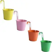 VICASKY 4pcs Hanging Flowerpot Detachable for Use Retro Style Plant Buckets Green Pink Yellow Orange for Garden Home Decor