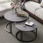 2PCS Marble Stacking Table Stable Dual Thicken Legs Round Nesting Accent Table