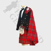 Scottish Men's Prince Charlie Royal Stewart Kilt & Jacket Traditional Outfit