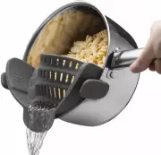 Silicone Clip-On Colander - Heat Resistant Drainer for Vegetables and Pasta - Gr