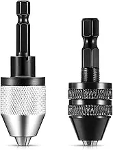 Yitaocity 2Pcs 1/4 Inch Hex Shank Keyless Drill Chuck Bit Keyless Drill Chuck Fast Change Converter Extension Screwdriver Drill Adapter for Impact Driver Tool (0.3-6.5 mm, 0.3-3.6 mm)