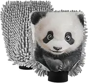 XYMZR Panda Cute Watercolor Absorbent Microfiber Car Wash Mitt, Funny Cute Anime Scratch Free for Cars Cleaning, Home Cleaning Mitts, 2 Pack, 10.24” L x 7.09” W