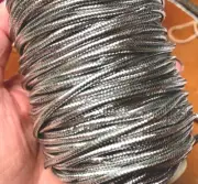 vintage silver metallic cotton filled 1/8" cord 1yd made in France