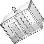MERRYHAPY Acrylic Makeup Cotton Storage Box Lockable Cosmetics Organiser Large Storage for Cotton Swabs Accessories