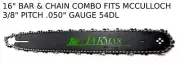 16" BAR & COMBO FITS MCCULLOCH EAGER BEAVER 2010 2012 2012S 2014 2014S 2016 2018