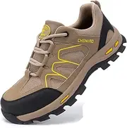 [BIAJIAZHUA] Construction Shoes Breathable,Safety Shoes Anti-Puncture Anti-Smash,Work Boots for Men Steel Toe Comfortable Lightweight,Steel Toe Sneakers for Women Waterproof Non Slip(Brown,9)