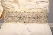 ANNE BARGE Bridal Sash Belt Ivory Beaded Embellished for Wedding Dress