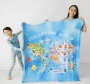 Little Sleepies Around The World Large Cloud Bamboo Blanket NEW SOLD OUT