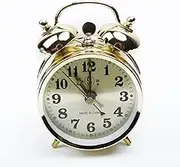Horseshoe Mechanical Gold Alarm Clock, 7CM Vintage Manual Wind Up Spring Twin Bell Loud Metal Clock for Heavy Sleepers