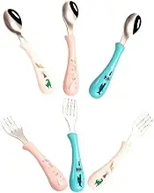 ETHZZLE Cute Cartoon Toddler Utensil Set Kids Spoon Fork Stainless Steel Baby Cutlery
