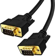 XANHAM 49 Feet(15 Meter) DB9 Straight Through 9 Pin RS232 Serial Cable Double Shielded, Metal Braided&AL-foil, Male to Male, Black, SC902S13MM