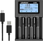 4-Bay 18650 Battery Charger, Test Battery Capacity, LCD Display, Fast Charging, Universal Battery Charger for 3.7V 26650 18650 18350 20650 14500 18500 1.2V AA AAA C SC Size Batteries