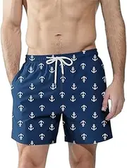 [Angenster] Men's Swimming Shorts with Compression with Zip Pockets Liner 2 in 1 Swimming Trunks Quick Drying Beach Shorts
