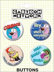Courage the Cowardly Dog Images Carded Set of 4 Round Buttons Set #1 NEW UNUSED