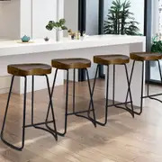 ALFORDSON Bar Stools Set of 4 Retro Tractor (65cm, Dark Wood)