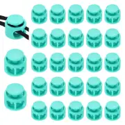 25 Pcs Plastic Spring Cord Lock, Double Hole Toggle Round Stopper, Blue-green