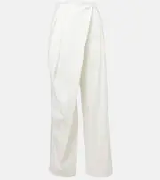 [Loewe] Loewe High-rise cotton twill wide-leg pants UK 14 white