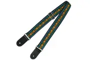 Guitar Strap - XTR 2 Inch Black Deluxe Poly Cotton Vintage Blue Pattern