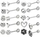 Cartlidge Earrings For Women 10pcs Stainless Steel Rook Daith Tragus Belly Lip