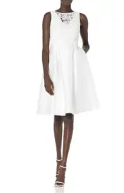 18. Adrianna Papell Illusion Guipure Mikado Dress Ivory Sz 2 Nwt Wedding formal