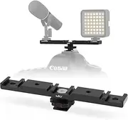 HSU Cold Shoe Mount Bracket, Triple-Head Hot Shoe Mount, and 1/4 Screw Port, Aluminum Cold Shoe Plate Adapter with Cable Slot Bayonet for Microphone, Led Video Light, Monitor (Extension), HGP322L