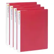 4PK Marbig 40-Pocket Non-Refillable Document/File Holder Display Book - Red