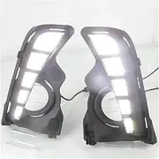 Fog Light 12V Car LED DRL Daylights For Highlander 2018 2019 Auto Fog Lamp Yellow Turn Signal Daytime Running Light