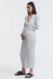 Luxe L/S Polo Dress (Stone Grey) - FINAL SALE