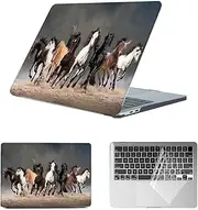 HLAAJJX Laptop Case Compatible with New MacBook Air 13 inch M2 M3 M4 (2022-2025) A2681 A3113 A3240, Plastic Hard Shell Case & Clear Keyboard Cover for MacBook Air 13.6,Horses Racing