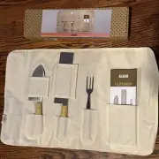 Alessi GAG500S1 La Via Lattea Hard Cheese Knife set of 3 w/Canvas Holder - NEW