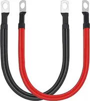 A ABIGAIL 2 AWG Battery Cable 2AWG Gauge Pure Copper Battery Inverter Cables with 3/8 in Lugs Both Ends Power Inverter Wire Set for Automotive Solar Marine Boat RV Car Motorcycle Red and Black (1FT)