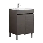 600-750*460mm Bathroom Vanity PVC Dark Brown Freestanding Vanity With Legs - Left/Right Drawers Cabinet Only and Ceramic / Stone Top Available