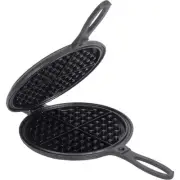 Cast Iron Waffle Maker, Two Piece Hinged Non-Electric Waffle Iron for Stoveto...