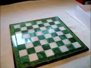"Handmade Green Malachite & Marble Chess Board – Luxury Stone Game Set Gifts Her