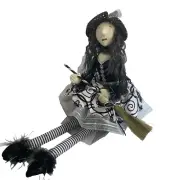 Halloween Witch Doll 14” Sitting Height Posable Prop Sparkly Spooky Decor